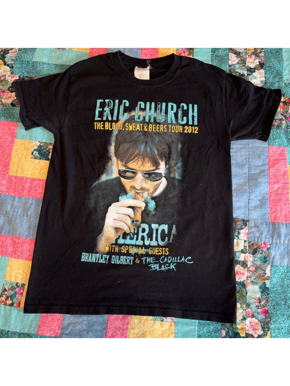 Eric Church The Blood, Sweat & Beers Tour 2012 Woman’s S Black T-Shirt Adult S/P